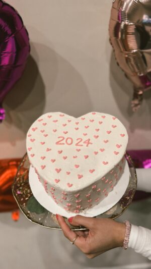 Missy Fierro Instagram - “how hard can it be?” cake edition #galentinesday #heartcake #galentinesparty