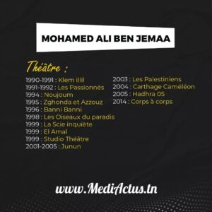 Mohamed Ali Ben Jemaa Instagram - الممثل محمد علي بن جمعة.. مسيرة متنوعة وثرية بين أعمال تلفزية، سينمائية ومسرحية مختلفة.. لاقت أغلبها نجاح باهر..
ويواصل بن جمعة تألقه هذه السنة ويسجل حضوره بمسلسل فلوجة لسوسن الجمني رمضان 2023 إلى جانب مشاركته في لجنة تحكيم برنامج جنيور كاستينغ على قناة الحوار التونسي..
@dali_benjemaa

#WeAreBack
#MediActus