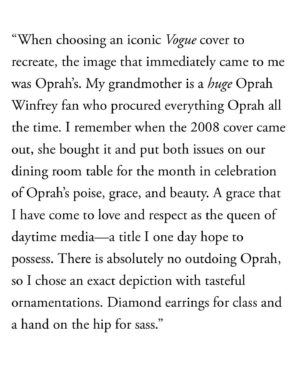 Monét X Change Instagram - Wow, just wow. Paying homage to the queen of all media @oprah. Very grateful to @voguemagazine for this opportunity and so happy to show this to my grandmother!! I sat many a school afternoon watching the Oprah Winfrey Show with her…and this full circle moment is next level ♥️. 
•
@gisforgodoy created this look pretty much overnight, and @sanchezzalba captured it gorgeously.