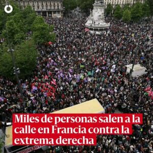 Mónica Cabrera Instagram - #Repost @eldiarioes 
——
Miles de personas salen a la calle contra la extrema derecha en Francia. “Tenemos que evitar esta catástrofe organizada por Emmanuel Macron y Marine Le Pen”, señala una representante de la CGT en una de las más de 200 manifestaciones que hay convocadas por todo el país. 
 
Las protestas tienen lugar después de que la izquierda cerrase un acuerdo para concurrir unida a las elecciones en un nuevo Frente Popular. Los franceses tendrán que acudir a las urnas en primera vuelta el 30 de junio y, en segunda, el 7 de julio en unos comicios en los que la formación de Marine Le Pen parte como favorita, seguida de cerca por esta nueva agrupación de izquierdas

🔗Tienes más info en el link de nuestra bio. 
💬¿Qué opinas?

#Francia #ultraderecha #antifascismo #frontpopulaire #frentepopular #paris #lepen #extremaderecha #9J #europa #internacional #macron #antirracismo #racismo