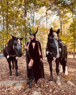 Monique Ganderton Instagram - Maleficent is more fun with these magnificent creatures. ❤️🐴 Baby and Sir Edmond
