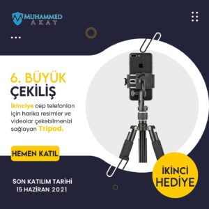 Muhammed Akay Instagram - 🎙️Merhabalar 😊 6.Büyük Çekilişimizi yapıyoruz. 

📢 Çekilişimiz 15 Haziran 2021 Cumartesi günü saat 21:00'de CANLI YAYINLA sonuçlanacaktır. 

📝 Katılım Şartları;

1- (@makayweb) hesabımı takip edip bu gönderiyi beğenmek ve kaydetmek.

2- Gönderinin altına yorum yapıp en az 3 arkadaşınızı etiketlemek.
(Ne kadar çok arkadaşınızı etiketlerseniz şansınız o kadar artar.😊) Bu kadar 👍

Herkese bol şans🌹 

🔗 Ayrıca bu tarz çekilişlerin devamlı yapılmasını istiyorsanız sayfamızı paylaşmayı unutmayın. 🤗

#cekilis #çekiliş #cekilisvar #çekilişvar ##hediye #gamingklavye #iphonecekilis #kulaklik #fırsat #istanbul #ankara #izmir #ödül #odul #cekiliszamani #cekilisvakti #çekilişvakti #cekilissonucu