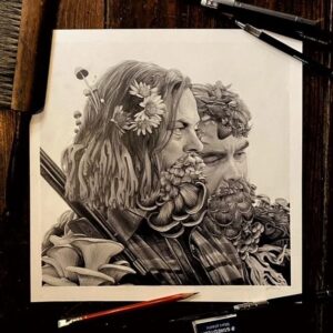Murray Bartlett Instagram - Sitting here gluing and gold leafing these final few, and now sold out prints from @thelastofus , and rerunning the @hbo series. 

Episode 3, “Long, Long Time” remains one of the all time perfect single hours of tv ever created. Without any doubt. The writing and visual storytelling by @clmazin & @druckmann is blistering to the soul,, and @nickofferman & @murray.bartlett sear the heart that kills me every time. Good gravy is this the bee’s knees. 

Love again for a forever classic, and looking forward to the coming second season. I’ll keep my pencils sharpened. 

www.gregthings.com
https://www.gregthings.com/one-worth-saving