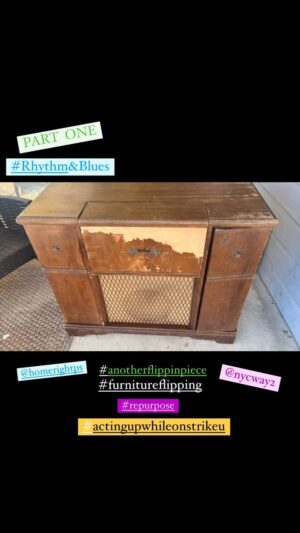 Nadine Ellis Instagram - #AnotherFlippinPiece PART ONE! I’ve been workin on this one for a while and it’s finally done!  Thank you 
@nycway2 for always having my back. Make sure you check out the reveal in PART TWO!
#actingupwhileonstrike #repurpose #oldisnewagain #furnitureflipper