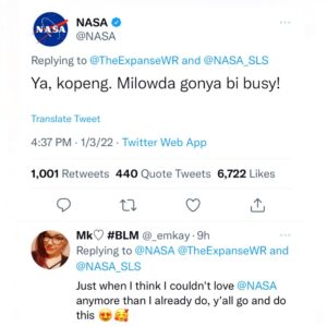 Nadine Nicole Instagram - I mean… come on. @nasa speaking Belter?! 😎 #theexpanse