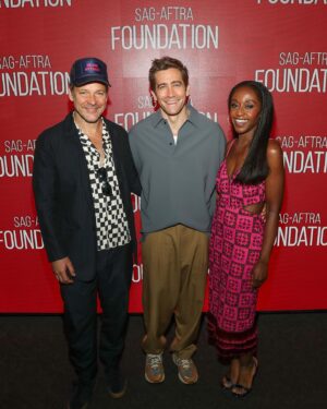 Nana Mensah Instagram - Thank you @sagaftrafound for hosting a lovely chat with me and brothers-in-law (slash on screen arch-nemeses) @jakegyllenhaal @gaardsars moderated by the lovely @davekarger. Our chat on all things #PresumedInnocent is up now on YouTube. 

📸: @gettyentertainment @mtcphotography