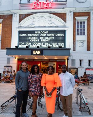 Nana Mensah Instagram - ✨8️⃣2️⃣6️⃣ ✨ 
I had a beautiful birthday celebrating @queenofgloryfilm in London at the iconic @ritzy_cinema. Thank you to the most generous moderator @sopedirisu and to @delphilievens & @bohemiamediauk for a wonderful night and subsequent jollof-fueled turn up! 🇬🇭 #QueenofGlory is now playing across the UK! 🇬🇧 
Makeup: @mariaasadimakeup 
Hair: @kieronlavine 
Styling: @zadrianandsarah 
Dress: @roksandailincic 
Shoes: @diminnoshoes 
Jewels: @swarovski @vraiofficial 

Thanks all for the birthday wishes! ♍️♍️♍️