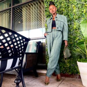 Nana Mensah Instagram - PRESSED.
#PresumedInnocent drops June 12 on @appletv Styling by @moogunsan 
Hair by @cheryltbergamyhair 
Makeup by @edwardcruz 
Fit by @stellamccartney 
Shoes @jimmychoo 
Jewelry @monicavinader