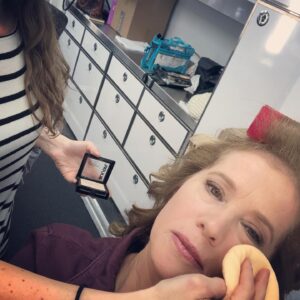 Nancy Travis Instagram - Covering them bags 👁👁 #lastmanstanding #makeuptrailer