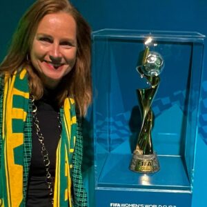 Naomi Simson Instagram - So excited to be a part of tonight’s historic event. I’m already holding my breath #matildas #fifawomensworldcup 💛💚💛💚