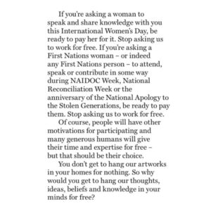 Narelda Jacobs Instagram - If you’re asking a woman to speak and share knowledge with you this International Women’s Day, be ready to pay her for it. Stop asking us to work for free.

This message brought to you in collaboration with @karinaalyce just in time for #iwd