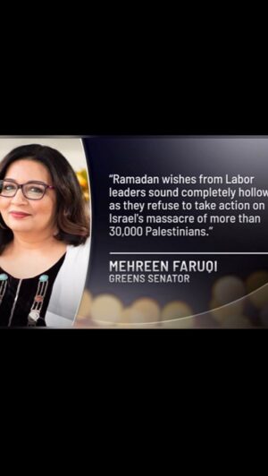 Narelda Jacobs Instagram - Strong reaction today to the Prime Minister’s Ramadan message.

@albomp issued a statement for ‘peace and happiness during a time for prayer, reflection and charity.’ 

But it’s been labelled hypocritical by Greens Muslim Senator @mehreenfaruqi 

In a statement today she says ‘the wishes of Labor leaders sound completely hollow, as they refuse to take action on Israel’s massacre of more than 30-thousand Palestinians’.

She also repeats the call for Australia to restore funding to @unrwa .

The @ahmadiyya_muslim_community says while they welcome the P-M’s message of unity, this is a time of increasing polarisation, calling for efforts to bring communities together.

The UN’s @worldfoodprogramme says Muslims everywhere are observing what’s been a harsh daily reality for Palestinians in Gaza for the last 5 months with almost everyone eating one meal a day.