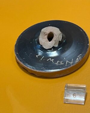 Natalie Haynes Instagram - It is so rare for us to know the name of an ordinary person who had an ordinary job in antiquity - we tend to know far more about leaders, statesmen, warriors, orators etc. But look at this - from the Athenian Agora Museum. You can see a set of hobnails, for boots. And a set of bone eyelets, for the leather thongs that tie your shoes in place. And there is also the base of a broken cup that tells us the name of the cobbler who used these items: Simonos. So, these objects belonged to Simon the shoe-maker. Isn’t that terrific?