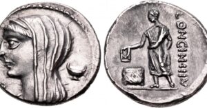 Natalie Haynes Instagram - It’s election day here in the UK, so here is a coin from the first century BCE, depicting an election during the Roman Republic. On the back of the coin you can see a really clear image of a man dropping his voting tablet into a cista, or basket. Numismatists have identified that his tablet is inscribed with the letter V — short for ubi rogas - as you ask. So this was a vote in favour of a proposal or candidate. Perhaps we can see a modern echo of this Latin phrase in the Obama slogan, Yes we can. 
On the other side of the coin is the goddess Vesta (you can tell it’s her because she is veiled). So not only do I hope you’re voting positively today, but I also hope that the goddess who lives at the centre of our homes and civic spaces - who turns buildings into places where communities gather - is presiding over all our votes. Did I mention she is often depicted in Pompeian bakeries? Why not buy yourself a bun when you’ve voted? Have a lovely day!

Coin source: https://www.bmimages.com/preview.asp?image=01613099705