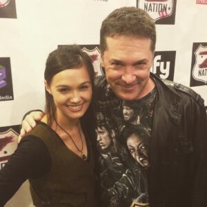 Natalie Jongjaroenlarp Instagram - The first time I met the fearless leader of @theasylumcc @davidmlatt #znation season 3 wrap party #zombie #apocalypse #storytelling #operation #bitemark