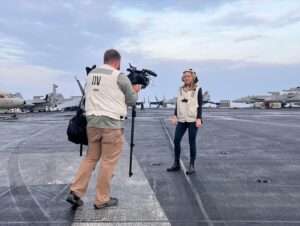 Natasha Bertrand Instagram - Bucket list item complete: Met Captain Demo 😍🐶 🛥️ 
…some behind the scenes from our trip this week to the Ike and the Gravely to see the Navy’s fight against the Houthis…