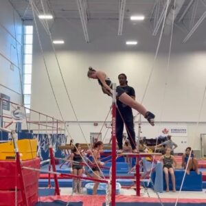 Natasha Zaborski Instagram - progress! I need to connect the jager to pak now! loving training in my @higo_apparel suit!
#gymnastics #higoapparel