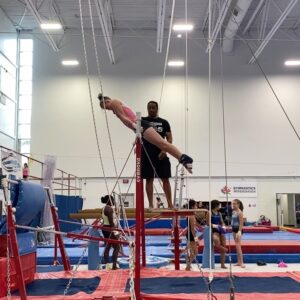 Natasha Zaborski Instagram - Loving my Higo apparel suit! more progress on my jager, and I am putting it in between the bars! 

#higoapparel #gymnastics #bars