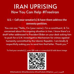 Navid Negahban Instagram - #Repost @sepidehmoafi
・・・
Here are some quick, easy ways you can help support the current uprising in Iran. Swipe through shareable slides w/embedded QR codes linked to petitions, pre-written tweets, etc., as well as sample scripts & other helpful resources. 
People in Iran are risking their lives for freedom every day. This will take mere minutes from your day & the impact is huge. Please, do what you can today & share. 
🕊💚🤍❤️

#MahsaAmini #IranRevolution #IranProtests #OpIran
#مهسا_امینی