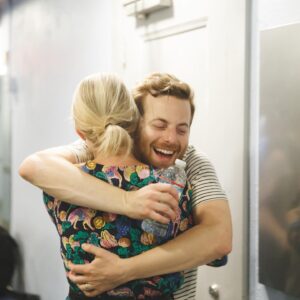 Ned Fulmer Instagram - One of my favorite moments from our movie & tour was this moment seeing Ariel backstage after opening night. She’s supported me for years, sat through countless terrible improv shows, celebrated every milestone, been there for every setback. I’m so thankful for her love and support. Our movie shows an in depth look at all of this, how Try Guys happened and everything it took to get there. It’s finally free for all to watch on YouTube, go check it out ❤️ (link in bio)