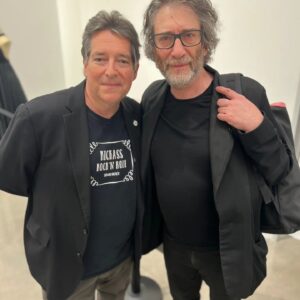Neil Gaiman Instagram - The Heritage Auction did everything I could have wanted. It made a lot of money and I get to contribute to Good Causes -- to the Author's League Fund and the Hero Initiative, and to the artists themselves. And it made so many people so happy. Pictured, me with a wonderful Michael Zulli drawing, the hurly burly of the Auction itself, and me with Meteorite Man @geoffnotkin who started me off on this journey through his own auctions for good causes.

All the photos by the brilliant @catmihos, without whom the auction wouldn't have happened either.
