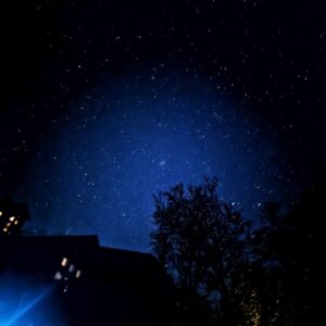 Neil Gaiman Instagram - Late at night, walking the dog. (The white light bottom left is his collar light.) So many stars.