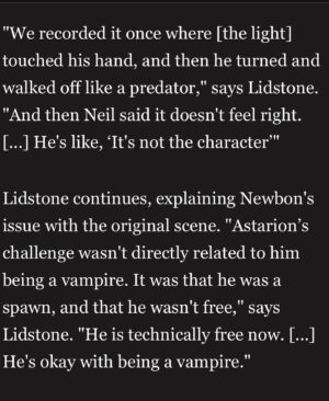 Neil Newbon Instagram - Thank you so much @lidstoneg and @larianstudios for sharing this - I owe you all so much and probably will never be able to repay you for your love , support and belief and amazing role and what a beautiful experience with you all x was an honour and joy to play #astarion thank you 🙏 ❤️ @thegamerweb thanks for the article #spoilers #bg3 thank you also to @nuckpang for his birthing and to @dndwizards for their gorgeous IP and support x