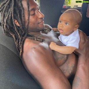 Nic Naitanui Instagram - Happy 1st birthday Bubba Ezz ❤️ even though you’re built like a 4 year old you’ll always be our cheeky lil baby boy #theresanewmanofthehouse
