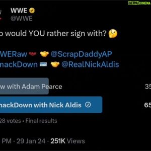 Nicholas Aldis Instagram - The people have spoken.

#nickaldis #SmackDown #wwe #wweraw #adampearce #RoyalRumble #eliminationchamber #wwechamber