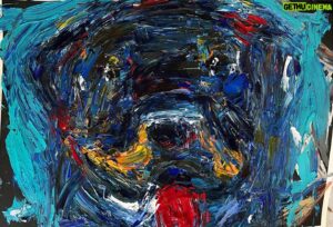 Nicholas Brendon Instagram - Cyrus…a work in progress. 🐶

#AcrylicPainting #OriginalArt #DogPainting #DogsOfInstagram