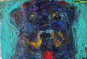 Nicholas Brendon Instagram - Cyrus…a work in progress. 🐶

#AcrylicPainting #OriginalArt #DogPainting #DogsOfInstagram