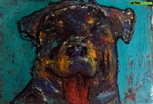 Nicholas Brendon Instagram - Cyrus…a work in progress. 🐶

#AcrylicPainting #OriginalArt #DogPainting #DogsOfInstagram