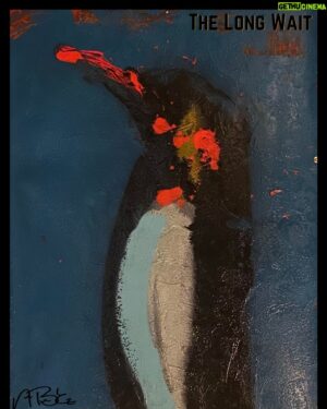 Nicholas Brendon Instagram - THE LONG WAIT: PART I / Post 1 of 2
(My bad penguin fic inspired by Nicky’s paintings -T)

A while ago in a nebula not too far distant, penguins used to fly the not-so-friendly skies. They had dominion over land, sea, and sky. However, land and sea had plentiful amounts of food and required less work. It was natural to spend less time flying and their bodies changed and adapted to be stronger swimmers. Over time flying became more difficult; then eventually outright impossible.

Over the millennia, stories would be passed from generation to generation about the before times when the penguins ruled all three realms. The adults would sigh with a nostalgia for something they never experienced and the children would look to the heavens and imagine what it must have been like. The desire to experience it once again became a driving force within their society and they quickly developed flying machines of all kinds. Then instead of a space race, it was more of a sprint. They went the equivalent of Kitty Hawk to Mars in only 12 earth years – a feat that took those of us with opposable thumbs 68!

However, one of the very same young ones that would look up at the sky didn’t just imagine being able to fly. That was too small a dream with too limited a goal. They knew in their flippers since their first remembered thought that they had had a DESTINY. Poe believed with all her heart and penguin soul, that her destiny was world domination. With that in mind, she knew the key to controlling the populace was dominion over the sky. The sky had the potential to not just fulfill dreams but also endless nightmares. To cause suffering beyond imagining. Anything could be dropped from the sky –from monster beats to mega bombs.

See next post for the rest of today's installment...

**Consider adopting one of these desperate intergalactic travelers. You may be their only hope to find a safe home.**

Today's Cast:
Poe
Hitchcock
Winger

#Penguins #OriginalArtwork #Fiction #AcrylicPainting #ArtForSale #Cows
