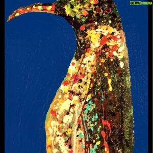 Nicholas Brendon Instagram - THE LONG WAIT: PART I / Post 1 of 2
(My bad penguin fic inspired by Nicky’s paintings -T)

A while ago in a nebula not too far distant, penguins used to fly the not-so-friendly skies. They had dominion over land, sea, and sky. However, land and sea had plentiful amounts of food and required less work. It was natural to spend less time flying and their bodies changed and adapted to be stronger swimmers. Over time flying became more difficult; then eventually outright impossible.

Over the millennia, stories would be passed from generation to generation about the before times when the penguins ruled all three realms. The adults would sigh with a nostalgia for something they never experienced and the children would look to the heavens and imagine what it must have been like. The desire to experience it once again became a driving force within their society and they quickly developed flying machines of all kinds. Then instead of a space race, it was more of a sprint. They went the equivalent of Kitty Hawk to Mars in only 12 earth years – a feat that took those of us with opposable thumbs 68!

However, one of the very same young ones that would look up at the sky didn’t just imagine being able to fly. That was too small a dream with too limited a goal. They knew in their flippers since their first remembered thought that they had had a DESTINY. Poe believed with all her heart and penguin soul, that her destiny was world domination. With that in mind, she knew the key to controlling the populace was dominion over the sky. The sky had the potential to not just fulfill dreams but also endless nightmares. To cause suffering beyond imagining. Anything could be dropped from the sky –from monster beats to mega bombs.

See next post for the rest of today's installment...

**Consider adopting one of these desperate intergalactic travelers. You may be their only hope to find a safe home.**

Today's Cast:
Poe
Hitchcock
Winger

#Penguins #OriginalArtwork #Fiction #AcrylicPainting #ArtForSale #Cows