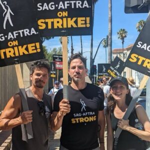 Nicholas Gonzalez Instagram - Went to picket with one of the most talented women in Hollywood (@thenestyogalosangeles) and her husband. 😂
It’s a shame that this is how we all finally get to see each other again…
Big respect to the #NursesUnion and @iatse and #hotelworkers for showing up!
#sagaftrastrong