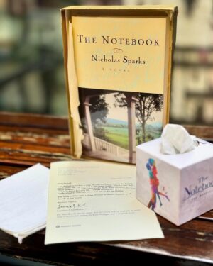 Nicholas Sparks Instagram - Apologies for making you cry for decades! 🤣 

I can’t believe it’s been 30 years since I wrote #TheNotebook! I wrote the ending first, and once I knew I could make that work, I wrote the reunion, the prologue and then the rest of the novel. 

My literary agent recently found this first edition treasure in her office so we’re going to #FBF to when exclusive linen handkerchiefs were sent to select recipients of my novel. 

I was also reminded of this when I recently saw @NotebookMusical on Broadway and they were handing out special tissues!! 👏