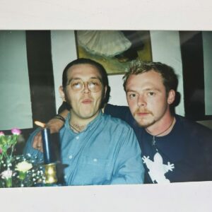 Nick Frost Instagram - @simonpegg This was probably taken in 1995. Two years after we first met! I look like John Lennon, and I like it! I was 23 (ish) We’ve been best mates for 30 years, Peggy-Poo! 😍 

Photo courtesy of @jacqui.lindsay13 😍
