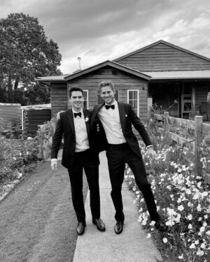 Nick Slater Instagram - A Black Tie wedding has the dual advantage of elevating the occasion while ensuring that the gents stay on their best behaviour 😏

A special weekend celebrating Tim and Meg in beautiful Noosa 💍 

Tux by @mjbale
 #tuxedo #wedding #weddinginspiration #blacktie