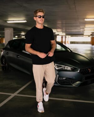 Nick Slater Instagram - The gym carpark was empty during the week and I couldn’t resist the lighting ⚡️ 

I’ve loved cars for as long as I remember and still pinching myself that I get to work with CUPRA. If you’re not familiar, CUPRA is Volkswagen’s sexy Spanish cousin who are new to Australia and on a mission to make stylish, performance-focused cars.

Why I love the CUPRA Leon VZx:

• With the matte paint and styling it’s probably the closest thing I’ll drive to a Batmobile
• It’s zippy! 221kw of power is on-tap with a sensational DSG gearbox
•Inside and out, they’ve put so much love into the details (see wing mirror projectors in the last frame)
•Feels very safe with huge Brembo brakes, adaptive cruise and lane centring
•Dropping it into CUPRA mode, with the windows down, through a tunnel is 🤌🏽

If you’re in the market for a new car, I genuinely recommend taking a CUPRA for a test-drive. They’re excellent cars at a great price and, more importantly, they’ll put a big smile on your face.

#CUPRA #CUPRALeon #leonvzx  #sponsored @cupra_aus
