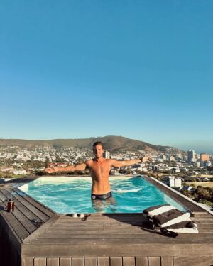 Nick Slater Instagram - If you’re planning a trip to Cape Town (which is absolutely my new favourite city) spending a few nights in Stellenbosch is essential.

It’s only 45 minutes down the road and you’ll be greeted with dramatic landscapes, mountains and stunning wineries.

We stayed in a converted container plonked on the back of a winery. There was a pool for cold plunges in the morning and a braai for steaks at night.

A very special few days celebrating @dmckay89 & @chris_whitters
