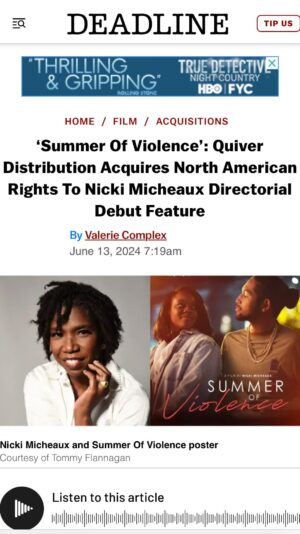 Nicki Micheaux Instagram - 🚨🚨🚨 We’ve got distribution!!!! 🚨🚨🚨 so excited to partner with @quiverdistribution ⭐️🔥⭐️🥂 

✅ Click the link in bio to Sign Up for Pre-Sale tickets 🎟️ 

#indiefilm #awardwinner #mustsee #filmfestival  #femaledirector  #blackdirector 

@summerofviolencefilm @tallgrassfilm @austinfilmfest @dtlafilmfest @americanblackfilmfestival