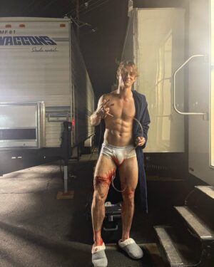 Nico Greetham Instagram - hi all, tragedy struck and instagram took down my AHS post (I guess they aren’t into ball gags?..). In lieu of it being out for a week and the next episode coming out tonight, I am casually plugging in some (mostly) new BTS of episode 3 that hopefully instagram agrees with. Bloody whiteytightys is fine!!