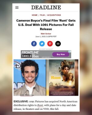 Nicole Elizabeth Berger Instagram - I am delighted to share that @runtmovie will be premiering this fall but am even more excited for everyone to see Cameron’s captivating performance as Cal. He was incredible to work with and so supportive of everyone in the cast. 
♥️✨🎬