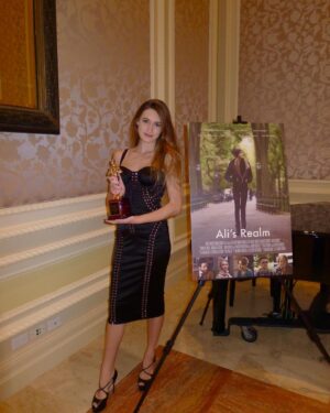 Nicole Elizabeth Berger Instagram - Happy to share that Ali's Realm was chosen as a 2020 winner in the Best Shorts Competition. Kudos to our director and wonderful co-stars.  So grateful to receive the statuette recognizing my role as Lead Actress in the film. Thank you to the film-festival judges for selecting our film.