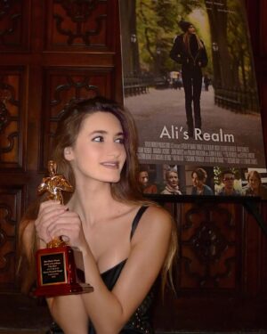 Nicole Elizabeth Berger Instagram - Happy to share that Ali's Realm was chosen as a 2020 winner in the Best Shorts Competition. Kudos to our director and wonderful co-stars.  So grateful to receive the statuette recognizing my role as Lead Actress in the film. Thank you to the film-festival judges for selecting our film.