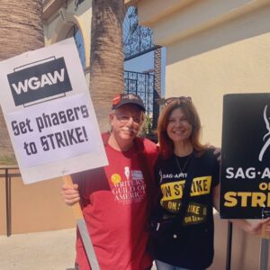 Nicole de Boer Instagram - What an incredible turnout today! It was an honor to walk the picket line in solidarity with these actors  and writers today. Fantastic fan support too. 🖖 ✊🏼🙏🏼

#solidarity #unitedwetrek #sagaftrastrong #sagstrike #wgastrong.