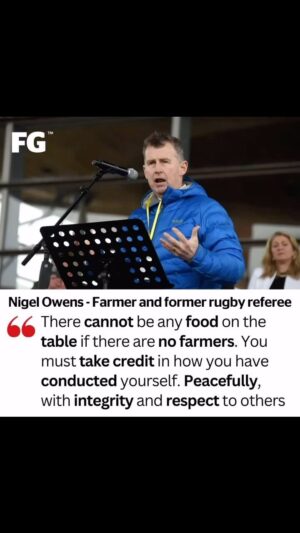 Nigel Owens Instagram - May I just say well done to all involved at the gathering outside Y Cynulliad today The farmers  once again for being respectful & peaceful in their protest. The police & Cardiff council for their efforts & the way they managed it all. Finally all the speakers well done. #Farming