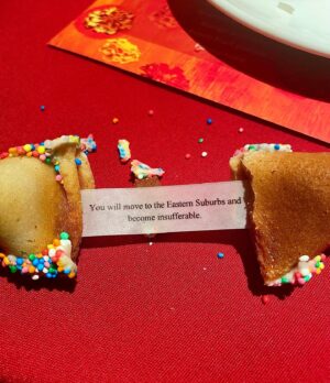 Nikki Britton Instagram - So much love and beauty yesterday celebrating @humyara and @hingers perfect wedding. A concerningly accurate fortune cookie. And the mates you slosh around in the last dregs of a night with. ❤️🥂