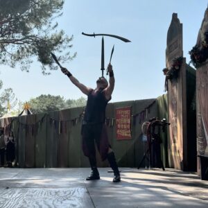 Nikki Griffin Instagram - Had the most magical time at the Renfaire on Saturday with the lovely Lady Lyndon Smith. We enjoyed the stunt performance of Aaron Bonk as he dazzled with his whips and swords. We threw axes- both of us hitting the target, but never managing to make it stick. And we danced, drank and pet llamas! Huzzah!

#renaissancefaire #renaissancepleasurefaire #huzzah