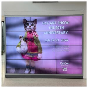 Nikki Griffin Instagram - Happy Caturday from the cat art show and adoption event at the Wallis Annenberg PetSpace. So many adorable cats and dogs up for adoption! Several of the cats had X-Men names, so it was really tough to resist taking one home. Scroll to see some really cool cat art pieces. 

#caturday #catart